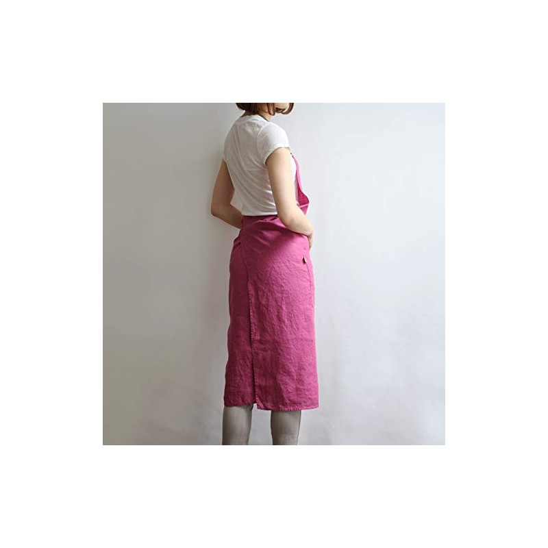 Linen Full Apron Manon Magenta A266 [Lino e Lina/Lino e