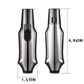KAIEOMGN Dual Jet Flame Torch Lighter Butane Refill, Windproof Refillable & Adjustable, for Men Candles Camping Kitchen (No Butane Fuel) (Marble)