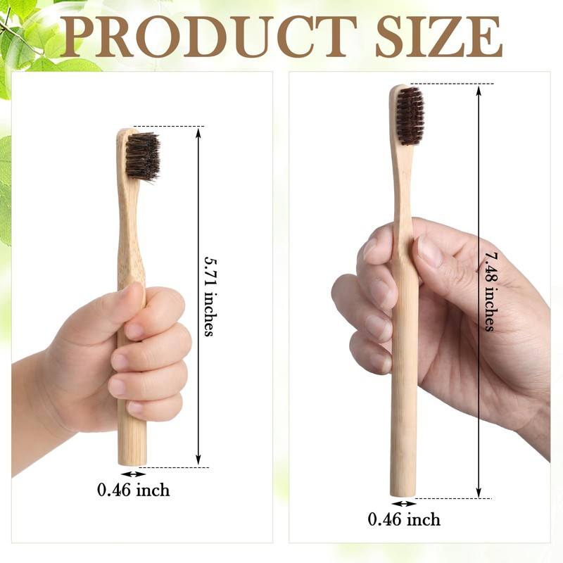 FoldTier 12 Pack Natural Horse Bristle Bamboo Toothbrush Family Pack