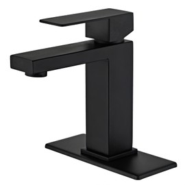 Modern Matte Black Bathroom Faucet Single Hole， Single Handle Bathroom Sink Faucet Stainless Steel Commercial Bathroom Faucet with Deck Plate 1 or 3 Hole Kohonby (Matte Black)