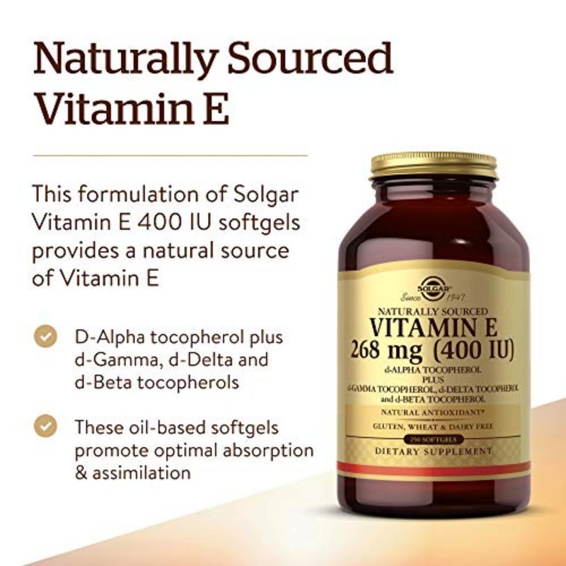 Solgar Vitamin E 268 mg (400 IU), 250 Mixed Softgels