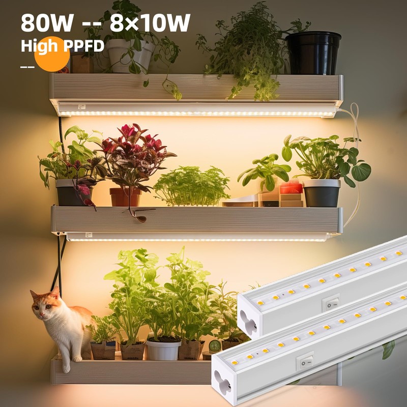 Barrina T5 Grow Lights, Full Spectrum, 2ft 80W (8 x