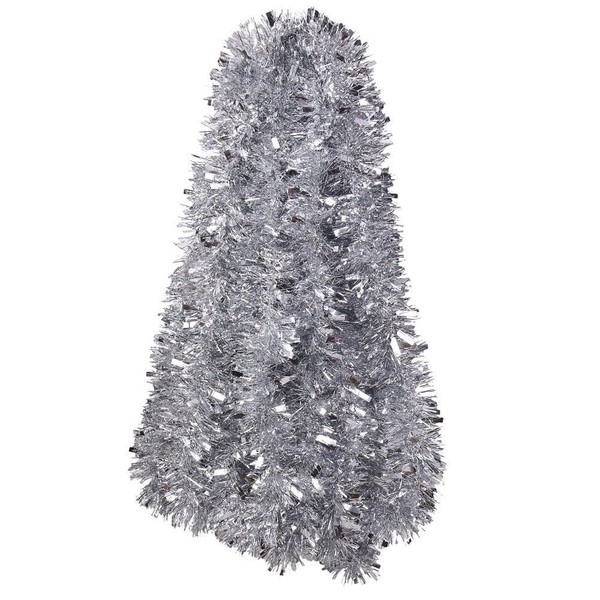 DECORA 33 Feet Silver Tinsel Garland，Christmas Metallic Hanging Tinsel Garland for Xmas Tree Home and Party Decoration