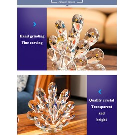 Crystal Peacock Figurines, Clear Peacock Statues, Crystal Peacock Decoration, Tail Feather Peacock's Eyes Ornaments Collectible, Wedding Living Room Home Office Tabletop Decor (Pink, 5.9"/15cm)