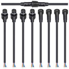 wecan 5 Pin Waterproof Wire Connector Kit, 18 AWG 28cm Male Female Connectors with Tin Plated Joint for Waterproof Wires Plug DIY (4 set black)