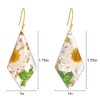 Pressed Flower Handmade Earrings Dangle Geometric Rhombus Sterling Silver Stud