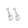 Jurika Pearl Drop Earrings Cubic Zirconia Crystals | Pearl Drop Bridal Earrings | Wedding Earrings for Brides, Bridesmaids | Gifts for Women