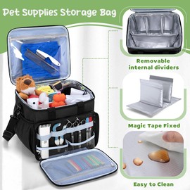 CURMIO Pet Grooming Tote Bag, Pet Grooming Supplies Organizer for Cat Dog grooming kit, Pet Supplies Storage Bag for Dog Cat Clippers, Brush, Scissors or Other Pet Care Supplies, Black (BAG ONLY)