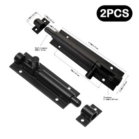 Heavy-Duty Black Door Bolt Latch, 2-Pack 4-Inch Slide Barrel Lock with Screws for Shed, Bathroom, Toilet, and Internal Doors