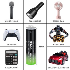 Generic 1￵￵8￵￵6￵￵5￵￵0 Rechargeable Battery 3.7￵￵v 9￵￵9￵￵0￵￵0m￵￵A￵￵h L￵￵i-I￵￵on Batteries for Flashlights Headlamps Doorbells Toys Cameras (2pcs) (Flat Top)