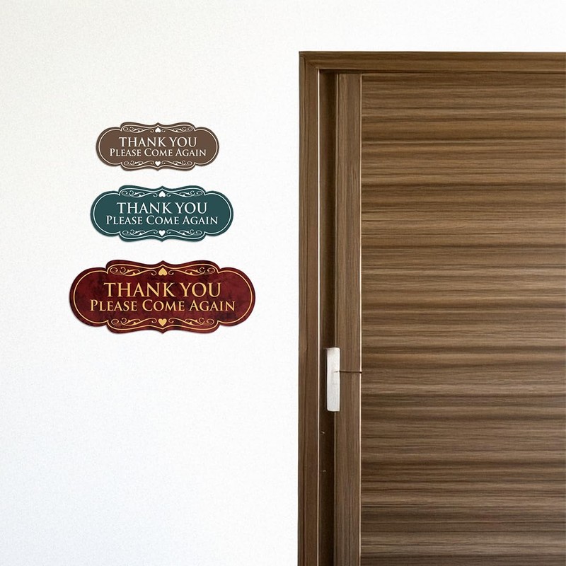 Designer Thank You Please Come Again Sign - Black/Gold -