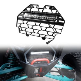 SLORIMOD Front Mesh Grill Accent Spotlight for Polaris RZR PRO XP/PRO R/PRO S 2025, Waterproof Black Mesh Grille with LED Light Bar, Replace OEM #5465595-070, #5459950-070