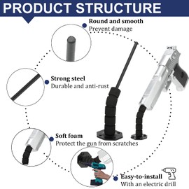LOIUO 45 Degree Handgun Hanger in Barrel Pistol Storage Concealed Gun Holder Rack for Indoor Storage Display,Multi Surfaces Mounted 0.2" Dia (3 Pack)