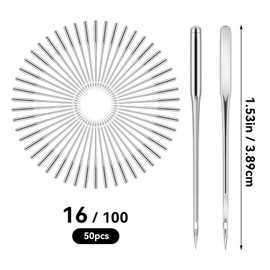 50 Pcs Universal Sewing Machine Needles for Leather&Jeans, Heavy Duty (HAX1 100/16)