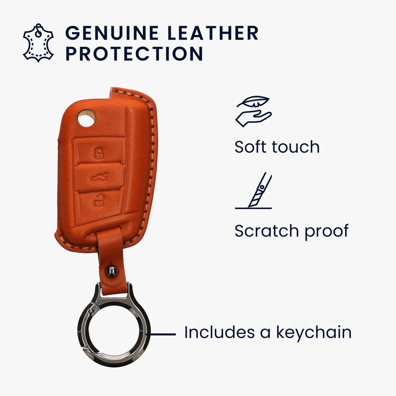 kwmobile Premium Leather Car Key Protective Case Compatible with VW