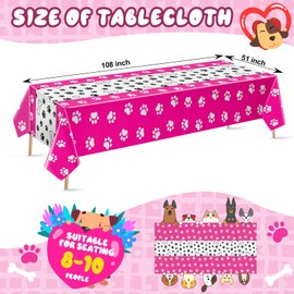 Newwiee 3 Pcs Puppy Paw Print Tablecloth Dog Pet Plastic Disposable Table Cover Paw Print Table Cloth Party Supplies for Puppy Dog Themed Party Decorations Supplies Favors, 51 x 108''
