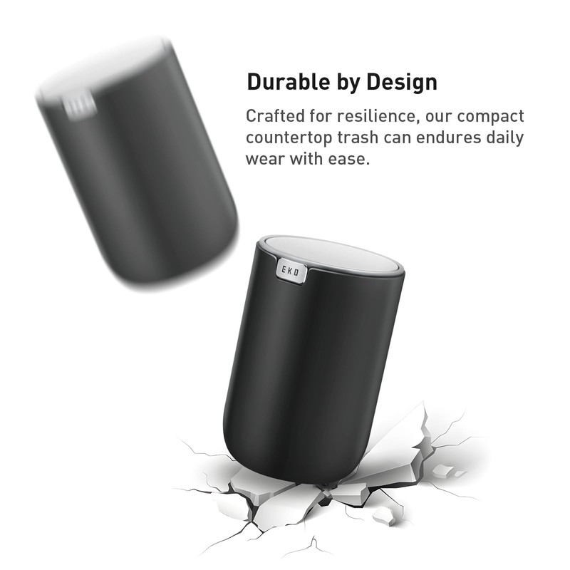 EKO Mini Desk Trash Can with Swing-Top Lid 0.4 Gallon