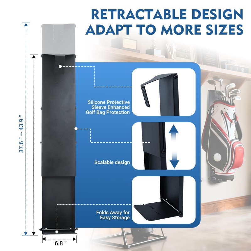 Moroayop Golf Bag Wall Mount for Garage, Adjustable Sliding Storage