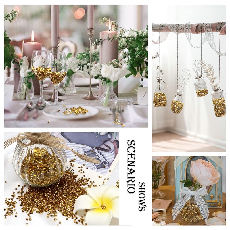 TOAOB 12000pcs Gold Tone Table Scatter Crystals Acrylic Diamonds Rhinestones