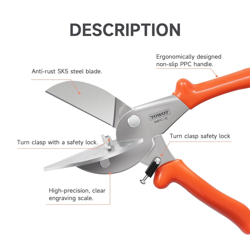 TOWOT Multi Angle Miter Shears, Angle Cutter Adjustable At 45