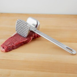 FSE 10" Aluminum Meat Tenderizer Hammer, Dual Side Mallet Tool for Commercial Kitchen, Hang Hole for Easy Storage