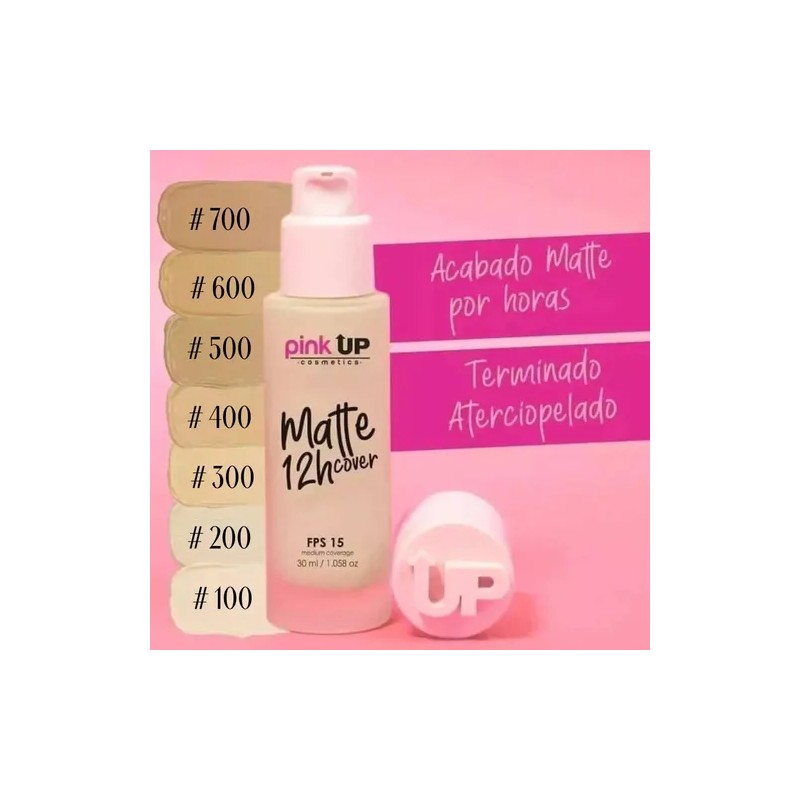 Base de maquillaje líquida Pink Up Rostro Matte Cover 12H