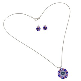 GlassOfVenice Murano Glass Millefiori Necklace and Earrings Set - Round