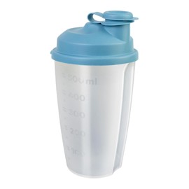 Westmark Mixing and shaking cup/dressing shaker with measuring scale, removable mixing disc and lockable spout, capacity: 0.5 l, plastic, BPA-free, colour: translucent / blue, 2435227B