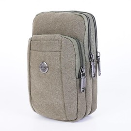 Wellvie classy Smartphone Pouch, Smartphone Shoulder Gadget Pouch, Smartphone Holder, Waist Pouch, Belt Pouch, Shoulder Bag, Carabiner, Sacoche, Cross-Angled, Multifunctional, Compact, Men's (Green