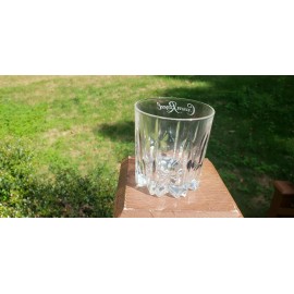 Crown Royal Crystal Cut "Sunburst" Whisky Wine Rocks Glass Logo Made In Italy