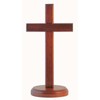 Shalom Christian brown wood wooden Cross 20cm standing round base desk gift