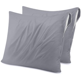 Utopia Bedding Waterproof Throw Pillow Protectors (No Pillow Inserts) with Zipper European (2 Pack, Grey), Outdoor Bed Couch Decorative Pillow Encasement Covers