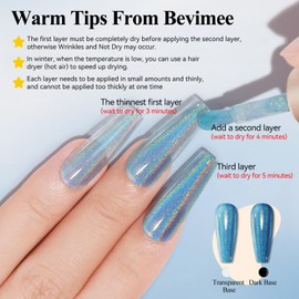 Bevimee Holographic Nail Polish 12ML Air Fast Dry Iridescent Shimmer Glitter Nail Polish Chameleon Rainbow Effect Holo Laser Blue Nail Polish Nail Art-No Require Cured 1PC