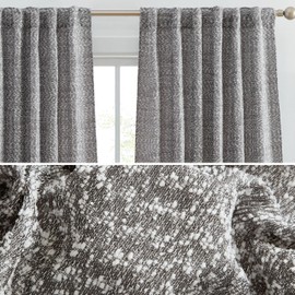 HLC.ME Easton Jacquard Slub Texture - Privacy Curtains with Back Tab Rod Pocket Lightweight Window Curtains Drapery Panels for Bedroom, Dining Room & Living Room, 2 Panels (52 x 96 Inch, Grey)