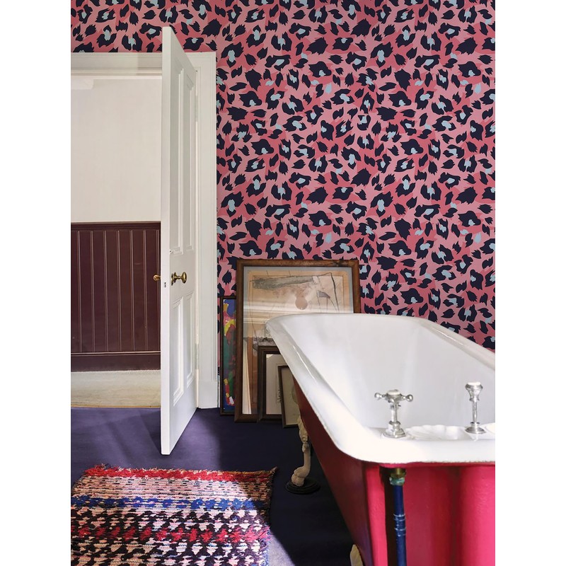 Ismoon Leopard Print Peel and Stick Wallpaper Pink Cheetah for