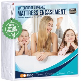 Utopia Bedding Waterproof Mattress Protector King Size, Zippered Mattress Encasement Bed Bug and Dust Mite Proof, Absorbent Six-Sided Mattress Cover
