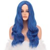FESHFEN Long Blue Wigs for Women, 22 inch Middle Parting