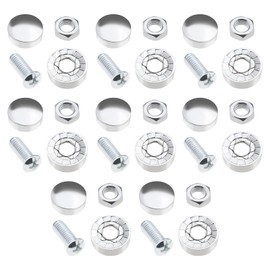 ECSiNG 8 Sets License Plate Screws Caps and Screws Car Number Plate Fastener Fixing Accessories for Automobiles RVs Ships Wooden Furniture Glass Furniture