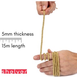Shelver 5mm Gold Rope, Decorative Metallic Cord, Shiny Twisted Cord, 15 Metres