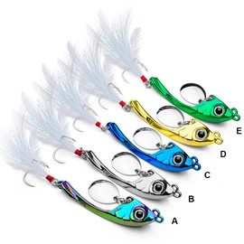 5 Pcs Large Fishing Lures Proven Explosive Color Special Spinner Spoon Swimbait Vibrating Jigging Freshwater Saltwater with Hook Fishing Tackle for Trout Bass Salmon
