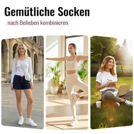 SukModen 10/20 Paia di Calzini Donna Corti in Cotone 35-38 39-42，Calzini Donna Sportivi Multicolori con Strisce, Fiori e Cuori 39-42 HUN