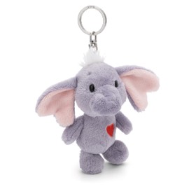 NICI 61480 Key Ring Love Elephant Dark Grey 10 cm Grey Plush Companion Cuddly Toy Pendant with Key Ring for Lanyard, Key Ring and Key Holder