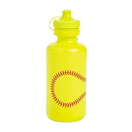 Fun Express 12 Pieces Softball Water Bottles, Holds 18 oz, BPA Free Plastic, Birthday Party Supplies, Yellow
