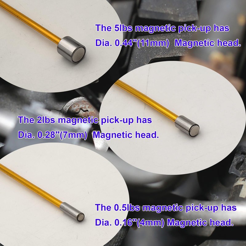 VASTOOLS Flexible Magnetic Pickup Tool Set,3 Pack, 4mm Magnet,7mm Magnet
