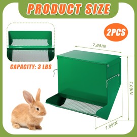 Maxcheck 2 Pcs Rabbit Feeder with Lid Small Animal Food Dispenser Automatic Rabbit Feeders for Cages Small Animals Feeder for Rabbit Guinea Pig (7.7 Inches)