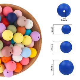 Carporay 120Pcs Silicone Beads, 15mm Silicone Beads for Keychain Making Silicone Beads for Bracelet Making Necklace Making and Bulk Round Silicone Beads for Pens(Light Green)