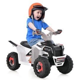 Costzon 6V Kids ATV, Battery Powered Electric Vehicle with Forward/Reverse Switch, Large Seat, Wear-Resistant Wheels, Toddler 4 Wheeler Quad Ride on ATV for 18 Months+ Boys & Girls (White)