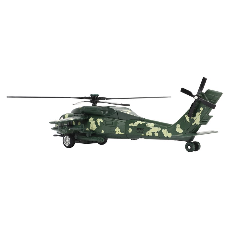 Diecast Metal Helicopter Model Sound Light Pullback Alloy Fighter Aircraft