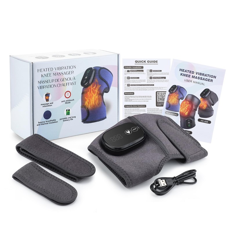 YUANBO Cordless Knee Massager with Heat, 3-in-1 Heated Knee Massager