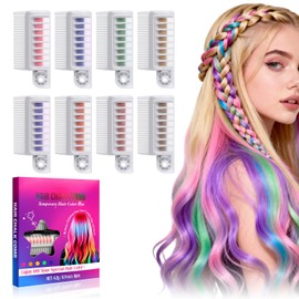 8 Color Hair Chalk for Girls ， Hair Chalk Comb Kids Temporary Hair Color Dye - Teen Girl Gift Hair Stuff Accessories Makeup Kit Christmas Gifts Toys for Girls